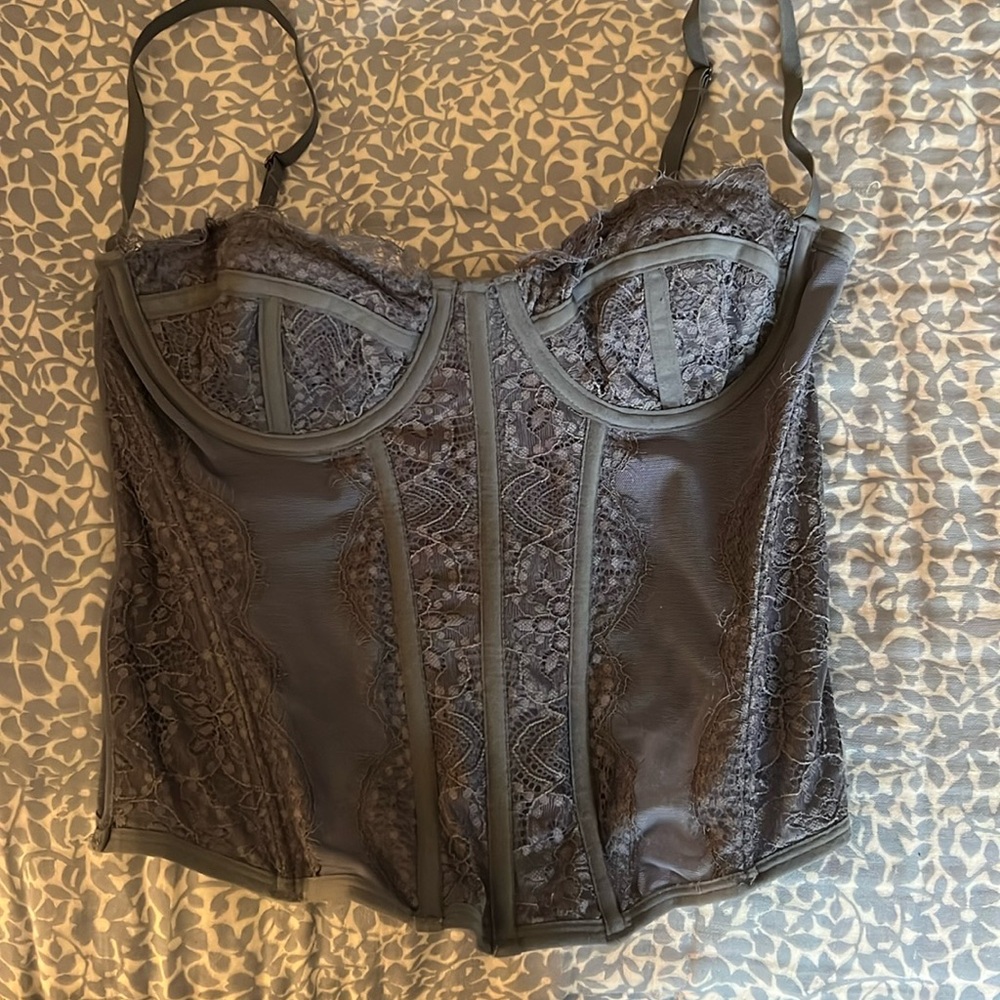 urban outfitters corset top in slate blue